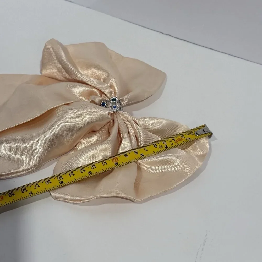 Oversized Satin Bow Bridal Bow Embellished Hair Bow Long Tail Women’s Hair Bow - Picture 11 of 15